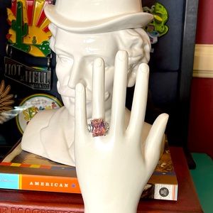 Pink and Clear Crystal Cocktail Ring